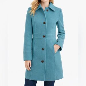 J Crew Women Size 2 Lady Day Coat Italian Double Cloth Wool Thinsulate Teal Blue